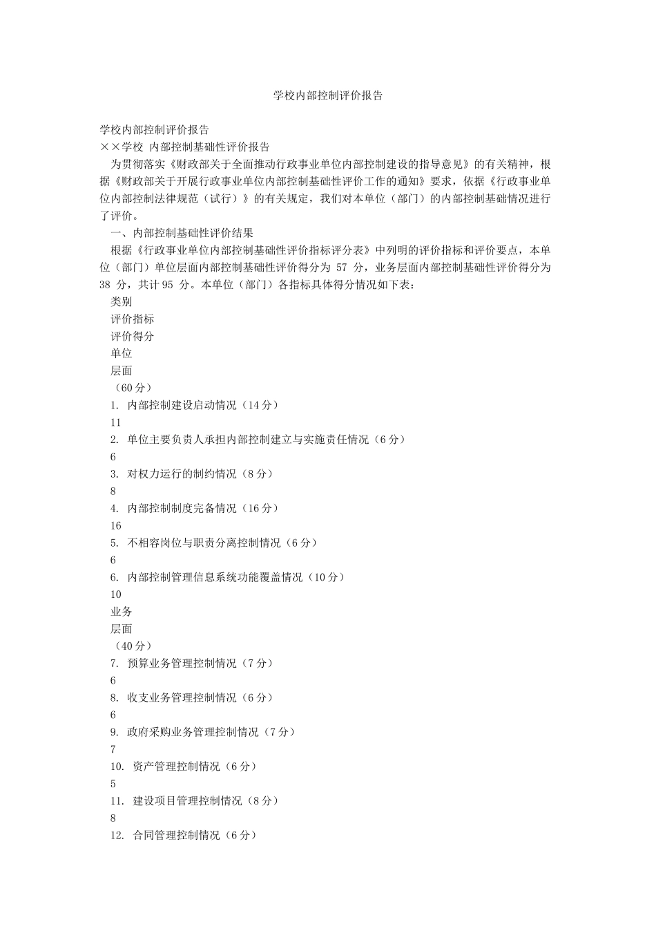 学校内部控制评价报告_第1页