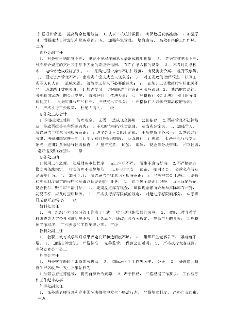 学校各岗位廉政风险点及防控措施_第3页