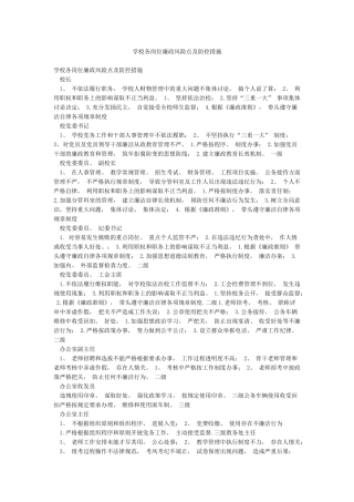 学校各岗位廉政风险点及防控措施