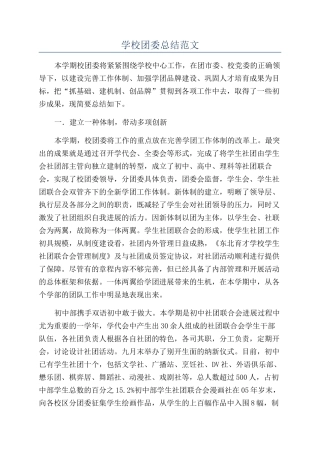 学校团委总结范文