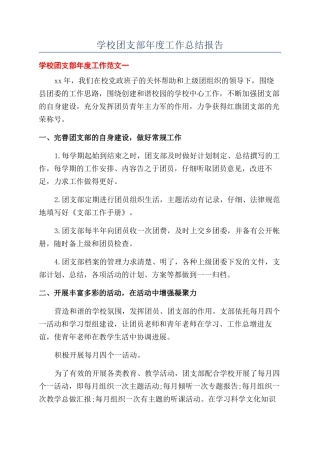 学校团支部年度工作总结报告