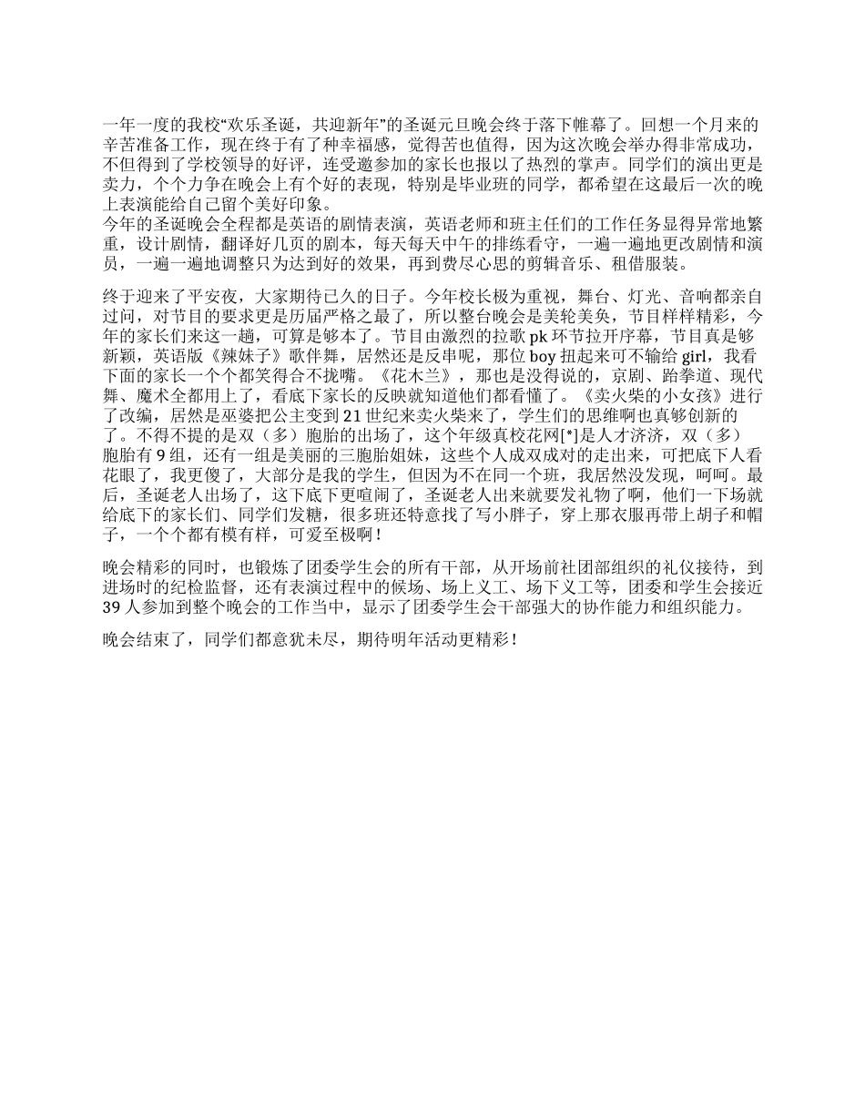 学校圣诞晚会活动总结_第1页
