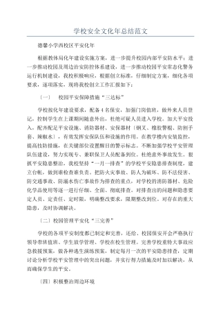 学校安全文化年总结范文