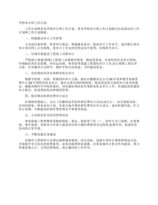 学校审计师工作计划