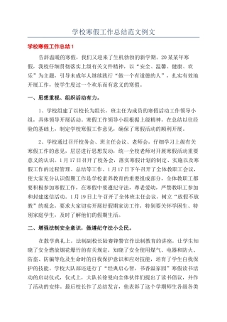 学校寒假工作总结范文例文