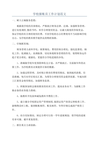学校报账员工作计划范文