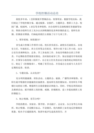 学校控烟活动总结