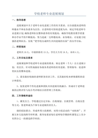 学校教师专业发展规划