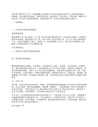 学校春季开学工作自查报告