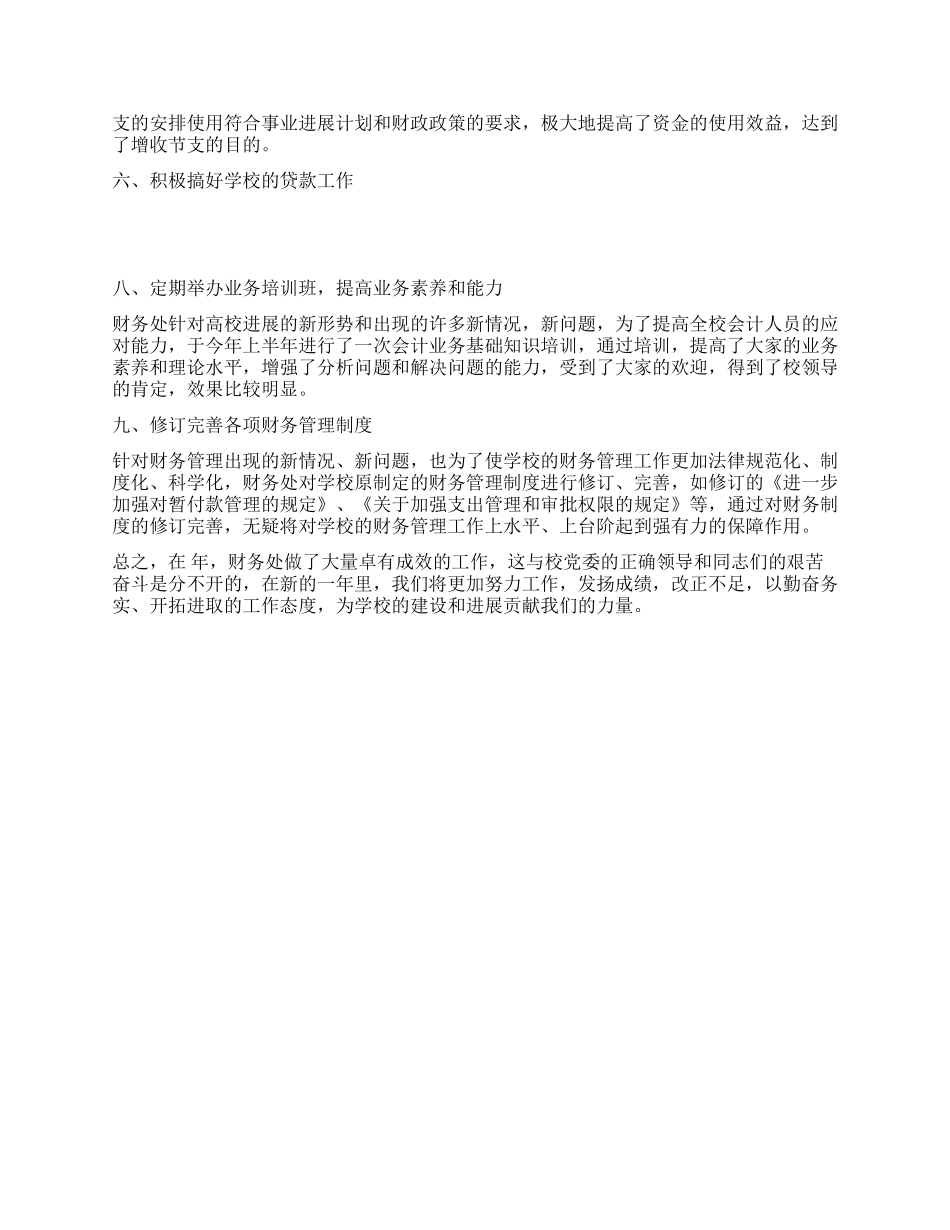 学校财务处工作小结汇报材料_第2页