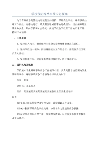 学校预防踩踏事故应急预案