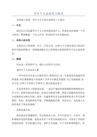 学生个人总结范文格式