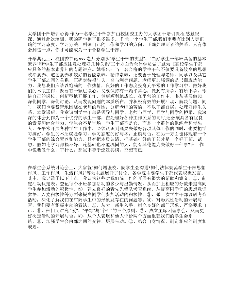 学生团干培训心得体会范文_第1页