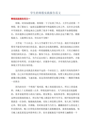 学生的寒假实践报告范文