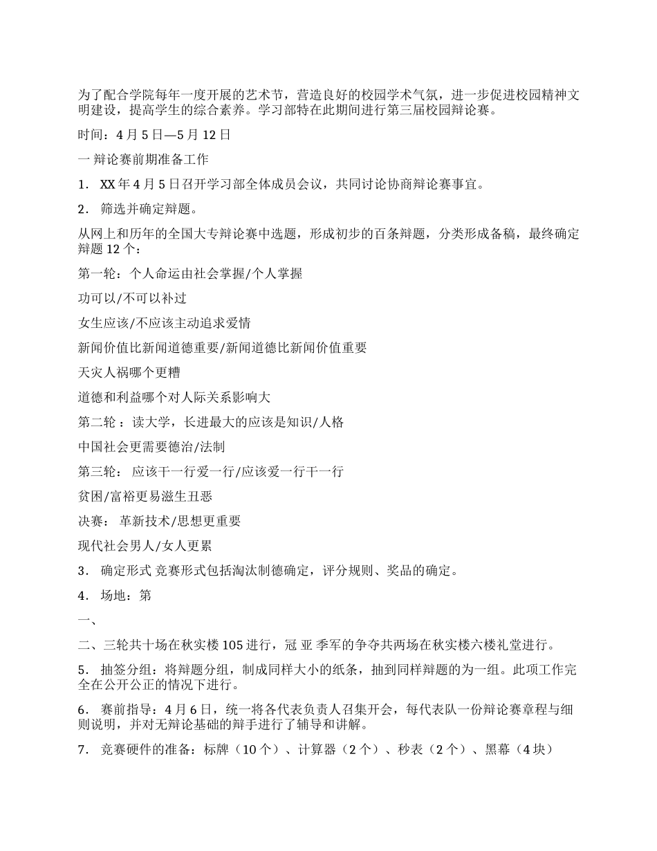 学院学习部辩论赛工作总结_第1页