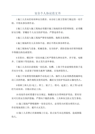 安全个人协议范文书