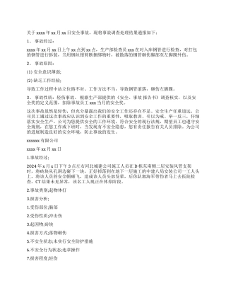 安全事故处理报告3篇