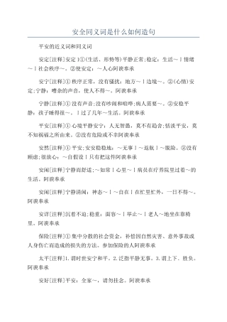 安全同义词是什么如何造句