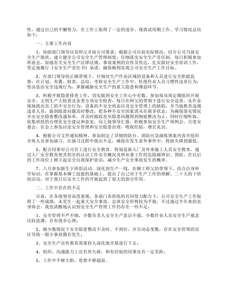 安全员试用期工作总结_第2页