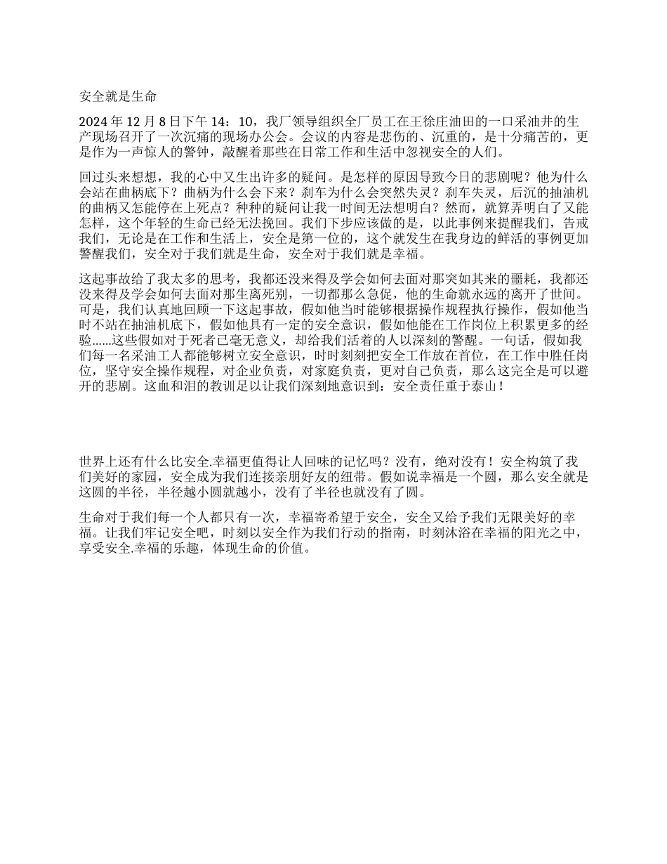 安全就是生命演讲稿_第1页