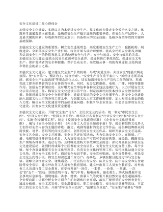 安全文化建设工作心得体会