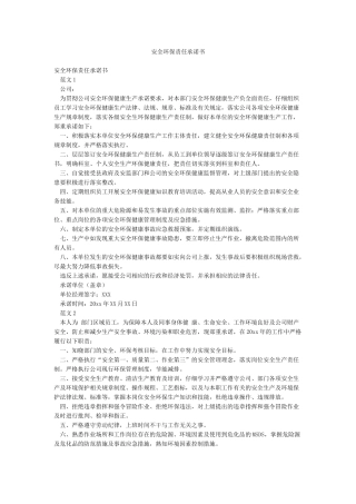 安全环保责任承诺书