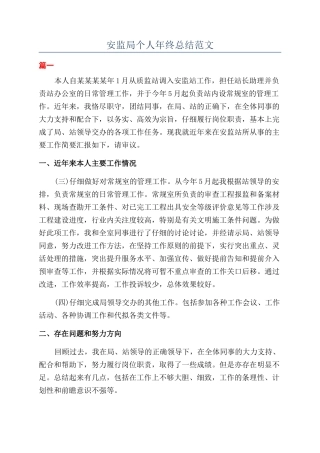 安监局个人年终总结范文