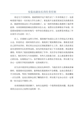 安监站副站长岗位责任制