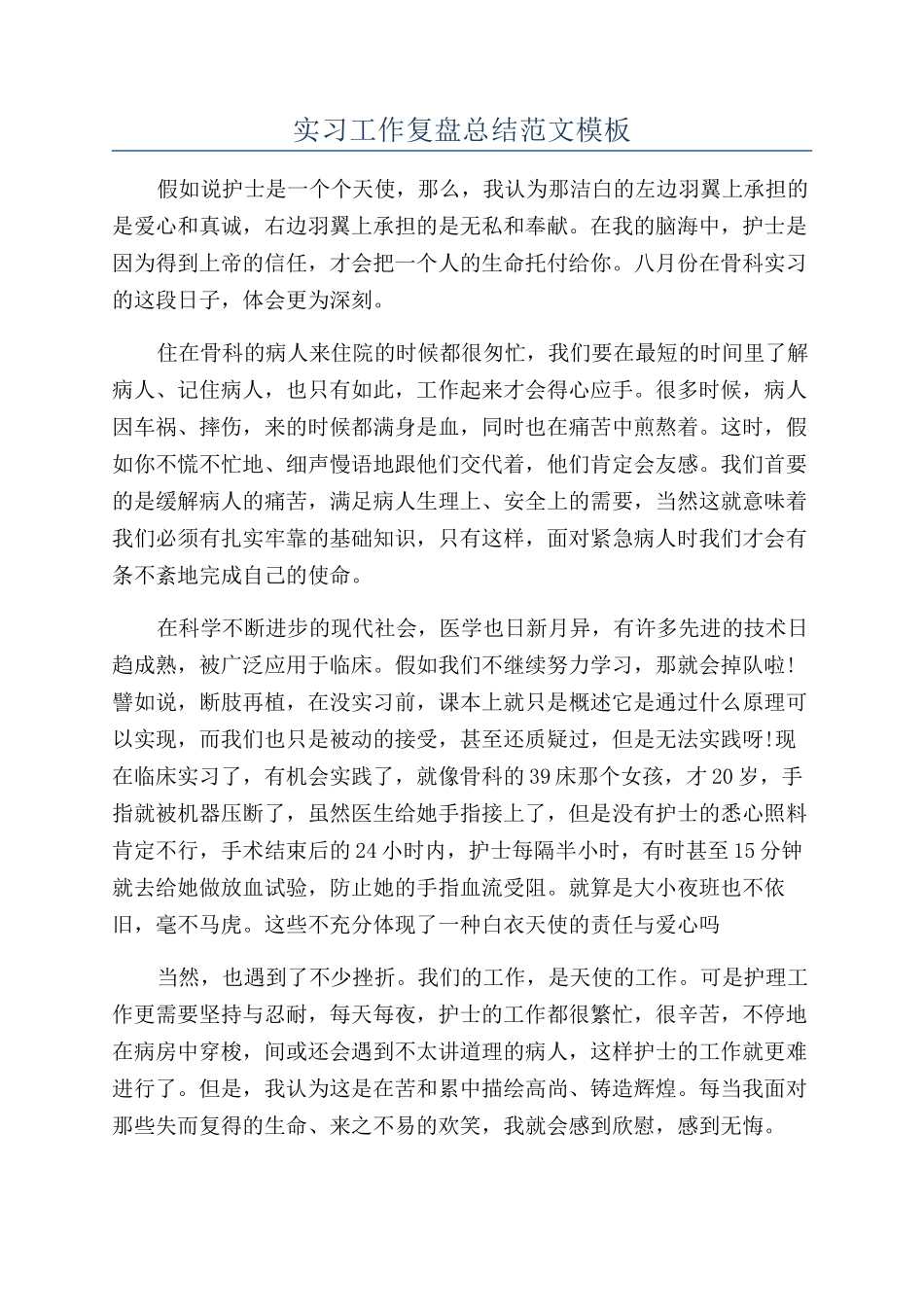 实习工作复盘总结范文模板_第1页