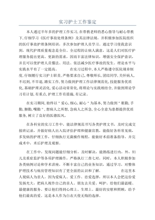 实习护士工作鉴定