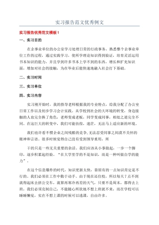 实习报告范文优秀例文