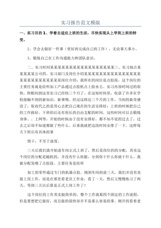 实习报告范文模版