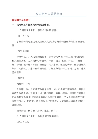 实习期个人总结范文