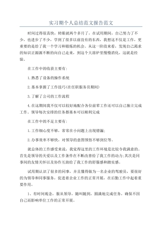 实习期个人总结范文报告范文
