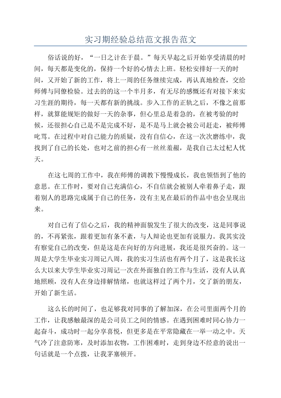 实习期经验总结范文报告范文_第1页