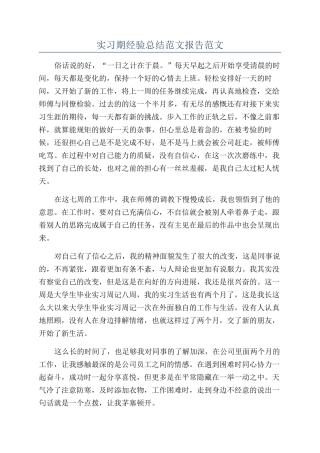 实习期经验总结范文报告范文