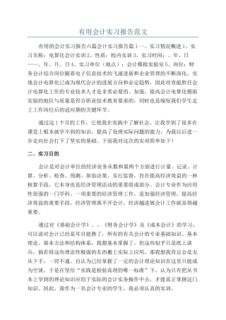 实用会计实习报告范文
