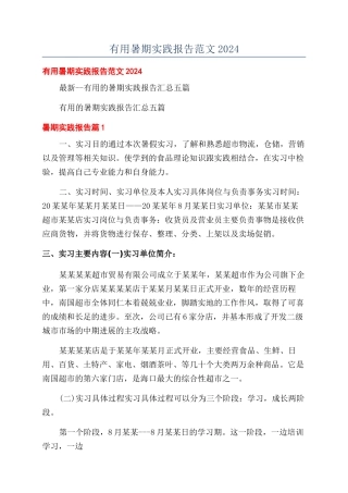 实用暑期实践报告范文2024
