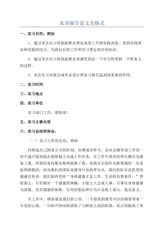 实训报告范文及格式