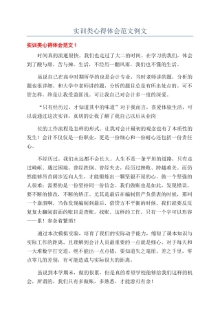 实训类心得体会范文例文