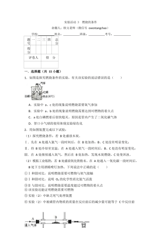 实验活动3--燃烧的条件