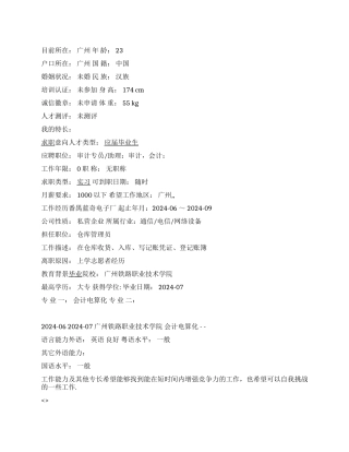 审计专员简历范文