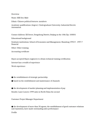 客户代表英文简历写作