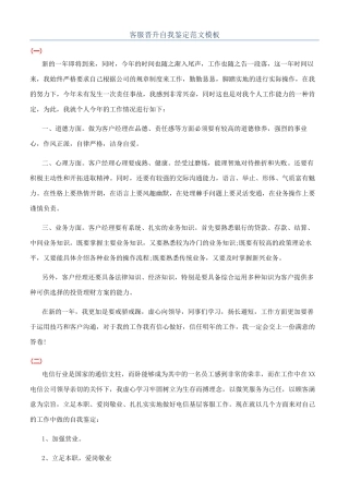 客服晋升自我鉴定范文模板