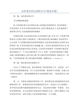 宣传委员的自我检讨书