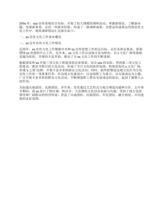 宣传文化工作情况调研报告