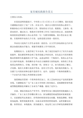 家具城实践报告范文