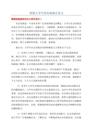 寒假大学生的实践报告范文