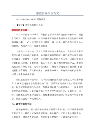 寒假实践报告范文