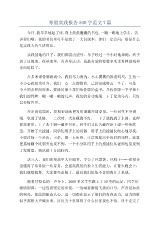 寒假实践报告500字范文7篇